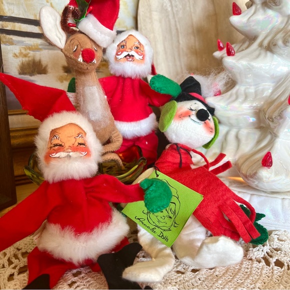 Vintage 1980’s-90’s Annalee Felt Christmas Santa Reindeer Snowman Set of 4 - Picture 10 of 10
